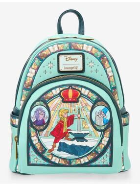 Loungefly Disney The Sword & The Stone Stained Glass Portrait Mini Backpack NWT